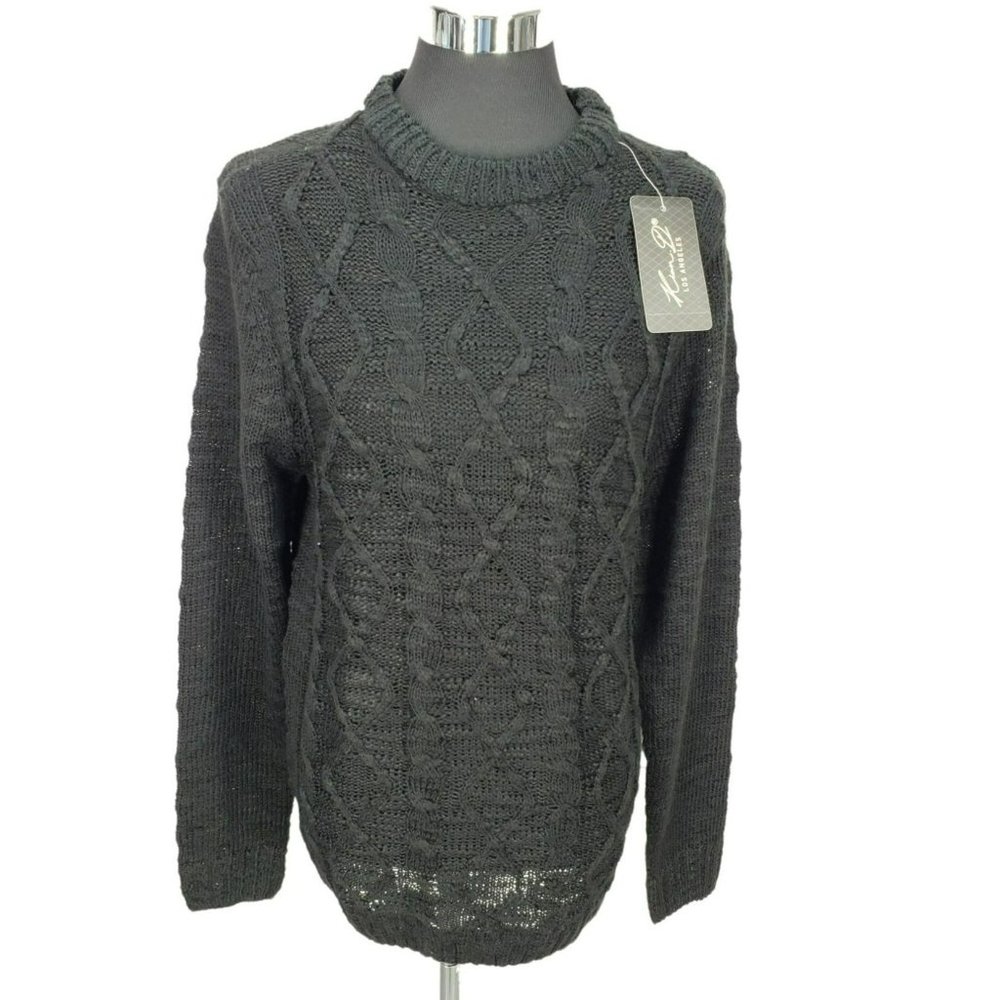 Kian D Pullover Sweater Mens Cotton Knit Crew Neck Soft Size Medium